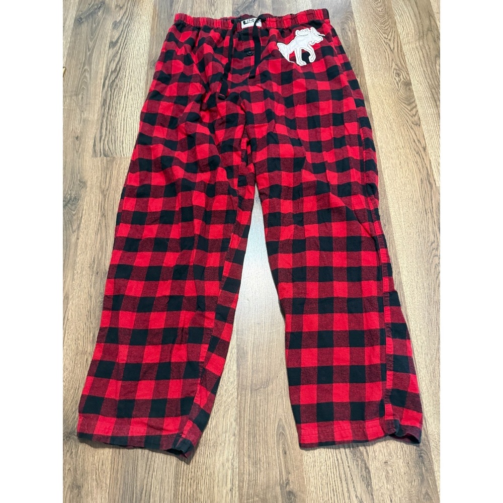 Lazy One Pants Men's Size Medium Black Red Checkered Sleepwear Pants Tie Waist